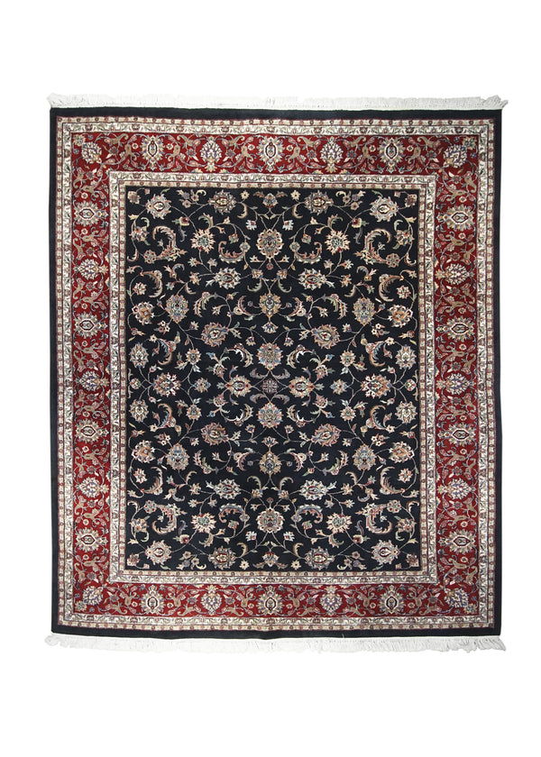 A30455 Oriental Rug Indian Handmade Area Traditional 7'10'' x 9'5'' -8x9- Blue Red Floral Design