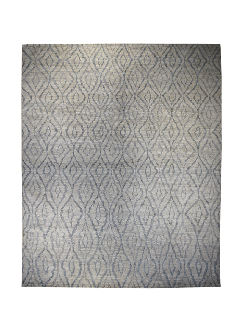 A30495 Oriental Rug Pakistani Handmade Area Transitional 8'1'' x 10'1'' -8x10- Whites Beige Blue Gabbeh Geometric Design