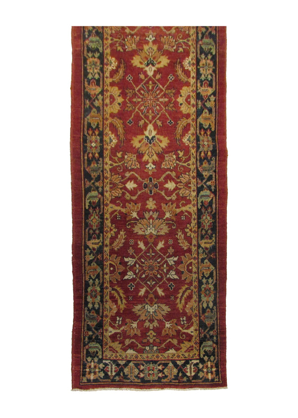 A30521 Oriental Rug Pakistani Handmade Runner Transitional 2'7'' x 11'6'' -3x12- Red Antique Washed Oushak Floral Design