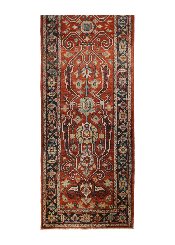 A30522 Oriental Rug Pakistani Handmade Runner Transitional 2'8'' x 22'0'' -3x22- Red Antique Washed Oushak Floral Design