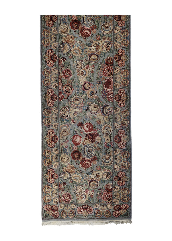 A30525 Oriental Rug Pakistani Handmade Runner Transitional 2'7'' x 15'8'' -3x16- Gray Pink Floral Design