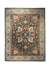 A30548 Oriental Rug Indian Handmade Area Transitional Tribal 8'9'' x 11'7'' -9x12- Brown Whites Beige Red Heriz Geometric Design