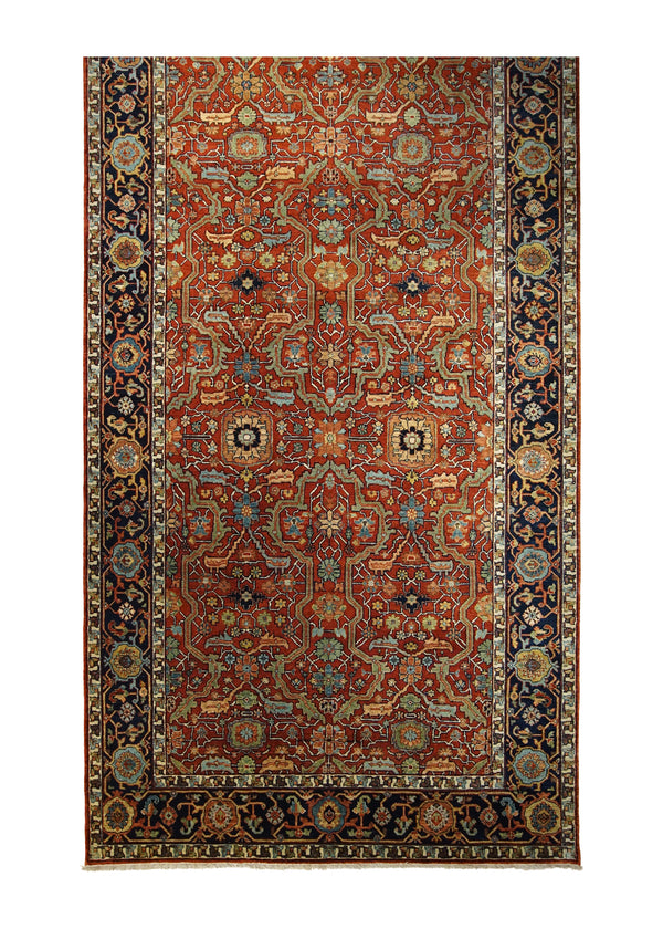 A30591 Oriental Rug Indian Handmade Runner Transitional Tribal 5'11'' x 16'0'' -6x16- Red Geometric Heriz Design