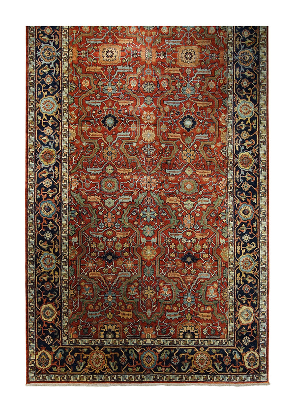 A30593 Oriental Rug Indian Handmade Runner Transitional Tribal 6'1'' x 19'10'' -6x20- Red Geometric Heriz Design