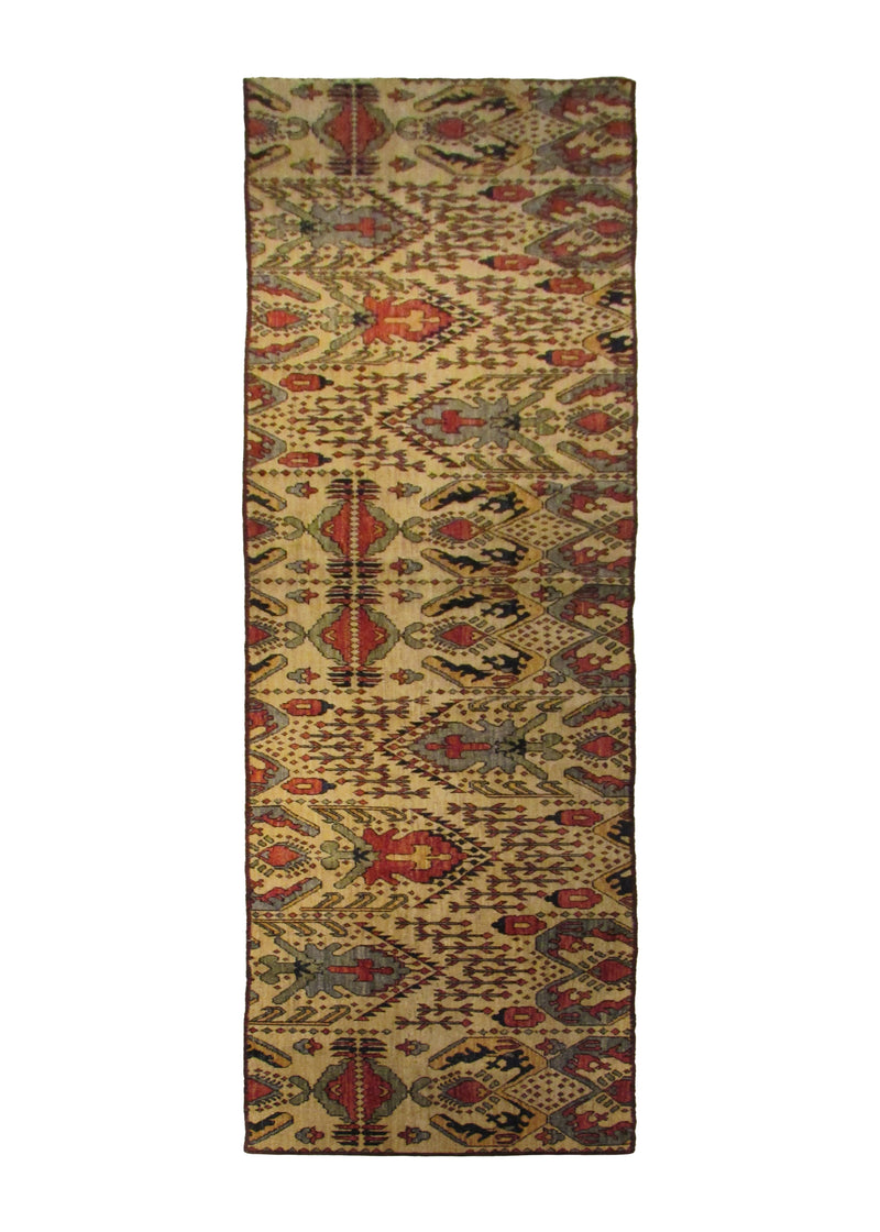A30600 Oriental Rug Pakistani Handmade Runner Transitional 2'7'' x 12'10'' -3x13- Whites Beige Red Samarkand Geometric Design