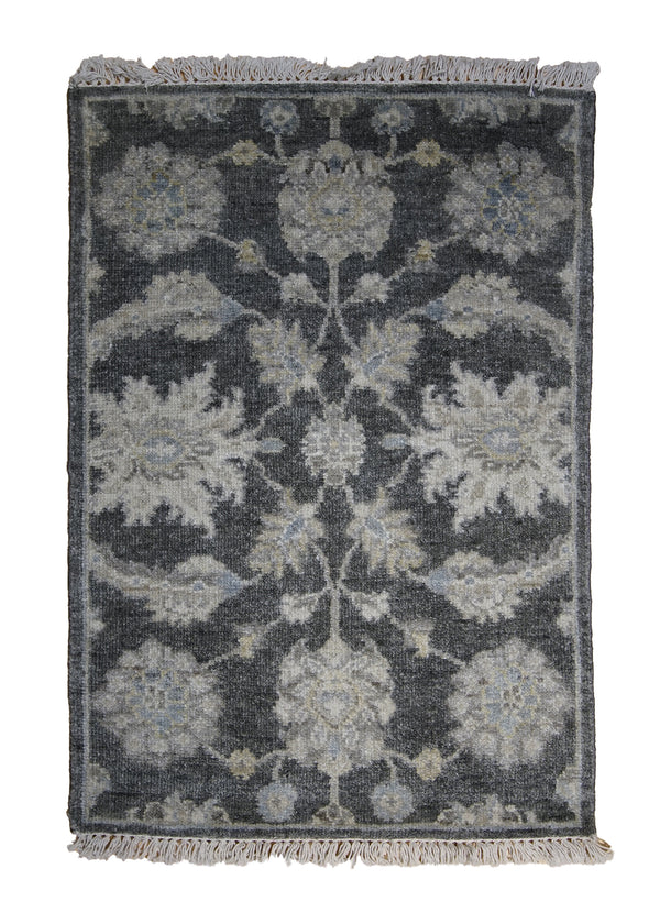 A30634 Oriental Rug Indian Handmade Area Modern 2'0'' x 3'0'' -2x3- Gray Oushak Design