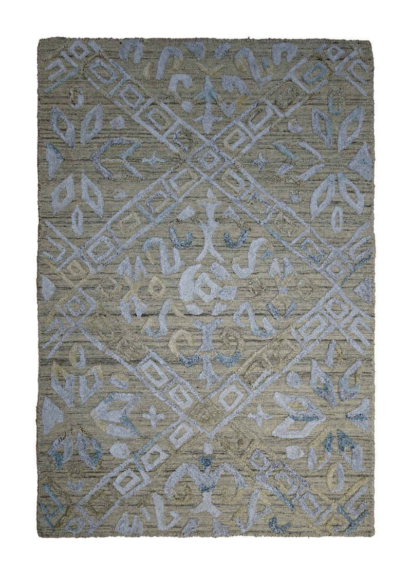 A30642 Oriental Rug Indian Handmade Area Modern 2'0'' x 3'0'' -2x3- Yellow Gold Blue Geometric Design