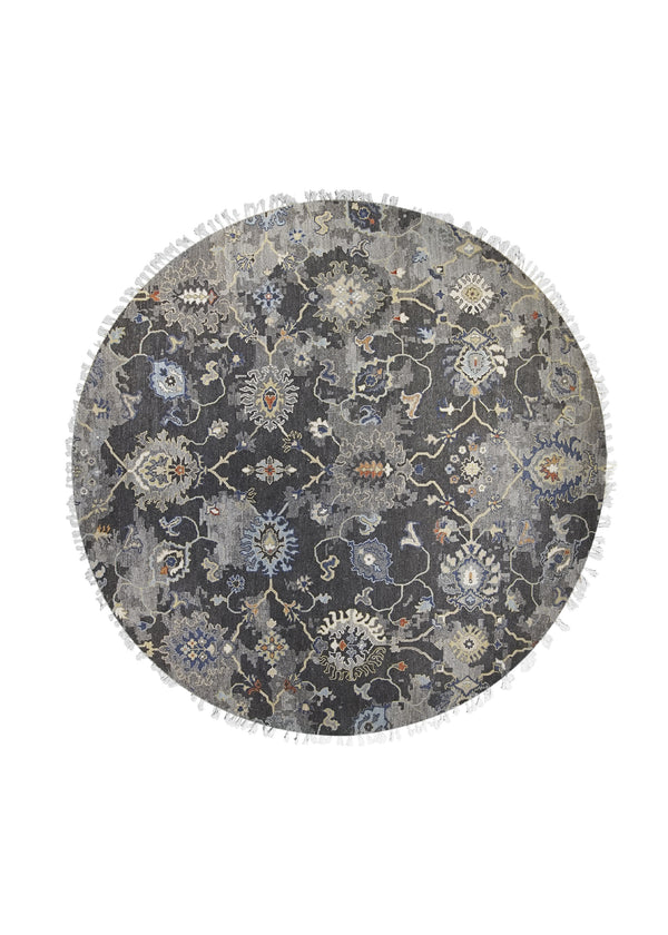 A30740 Oriental Rug Indian Handmade Round Transitional 7'12'' x 8'0'' -8x8- Brown Gray Oushak Design