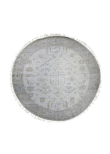 A30744 Oriental Rug Indian Handmade Round Transitional Neutral 5'12'' x 6'0'' -6x6- Whites Beige Oushak Design
