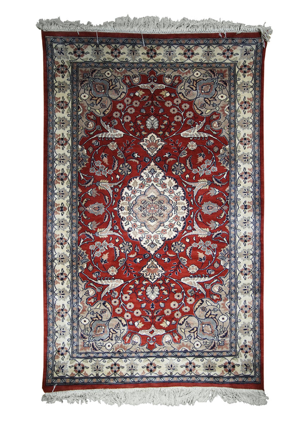 A30759 Oriental Rug Pakistani Handmade Area Traditional 3'1'' x 5'1'' -3x5- Red Kashan Floral Design