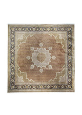 A30763 Persian Rug Tabriz Handmade Square Traditional 9'9'' x 10'0'' -10x10- Red Blue Floral Mahi Fish Design