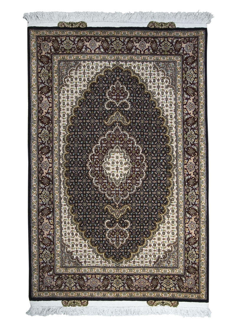 A30780 Persian Rug Tabriz Handmade Area Traditional 2'9'' x 4'0'' -3x4- Blue Floral Mahi Fish Design