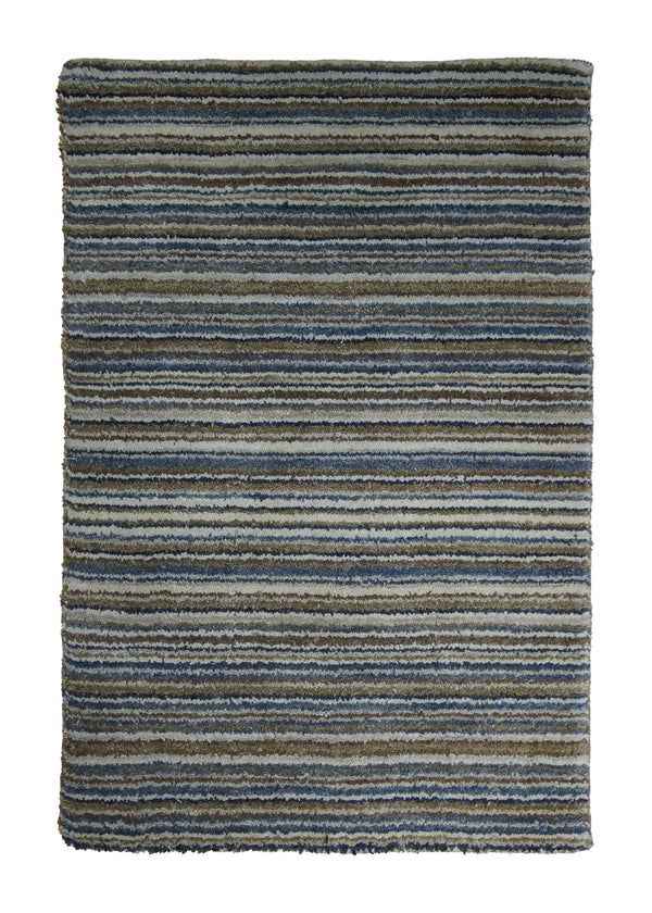 A30790 Oriental Rug Indian Handmade Area Modern 2'0'' x 3'0'' -2x3- Whites Beige Blue Stripes Design