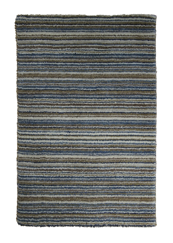 A30796 Oriental Rug Indian Handmade Area Modern 1'11'' x 2'11'' -2x3- Whites Beige Blue Stripes Design