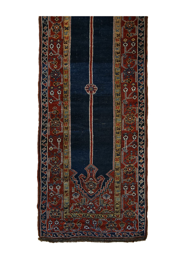 A30814 Persian Rug Kurdistan Handmade Runner Tribal Antique 3'3'' x 16'9'' -3x17- Blue Red Geometric Design