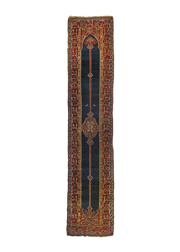 A30814 Persian Rug Kurdistan Handmade Runner Tribal Antique 3'3'' x 16'9'' -3x17- Blue Red Geometric Design.jpg