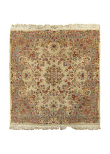 A30821 Persian Rug Lavar Kerman Handmade Square Traditional Antique 2'6'' x 2'7'' -3x3- Whites Beige Floral Design