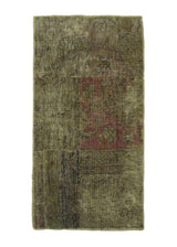 A30841 Persian Rug Handmade Area Vintage Transitional 1'9'' x 3'1'' -2x3- Green Red Patchwork Geometric Design