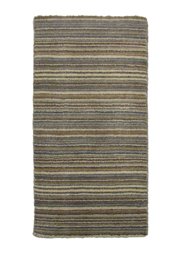 A30843 Oriental Rug Indian Handmade Area Modern 1'9'' x 3'2'' -2x3- Whites Beige Gray Stripes Design