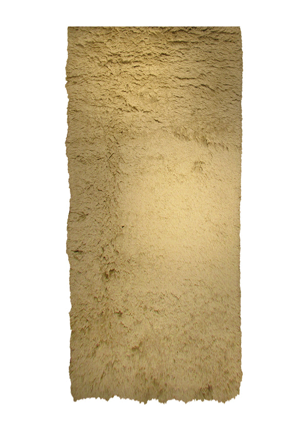 A30860 Oriental Rug Moroccan Handmade Runner Neutral Shag 5'2'' x 10'4'' -5x10- Whites Beige Plain Design