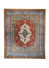 A30875 Oriental Rug Pakistani Handmade Area Transitional Tribal 7'12'' x 9'9'' -8x10- Green Blue Red Kazak Geometric Design