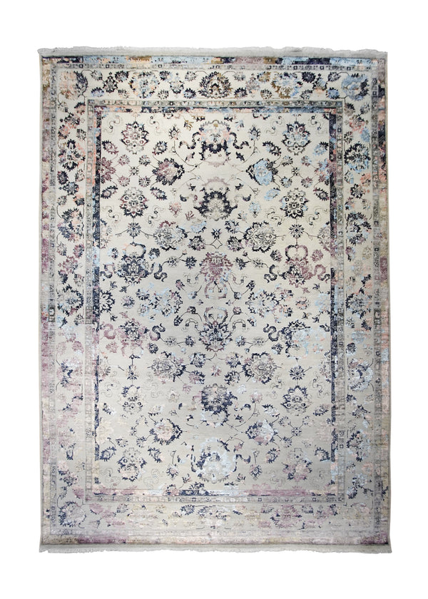A30889 Oriental Rug Indian Handmade Area Transitional 9'11'' x 14'3'' -10x14- Whites Beige Blue Pink Erased Oushak Abstract Design