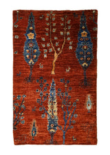 A30908 Oriental Rug Pakistani Handmade Area Transitional Tribal 2'1'' x 3'3'' -2x3- Red Tree of Life Lori Gabbeh Design