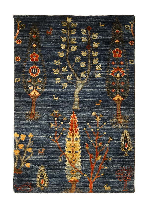 A30922 Oriental Rug Pakistani Handmade Area Transitional Tribal 2'0'' x 2'11'' -2x3- Blue Tree of Life Lori Gabbeh Design