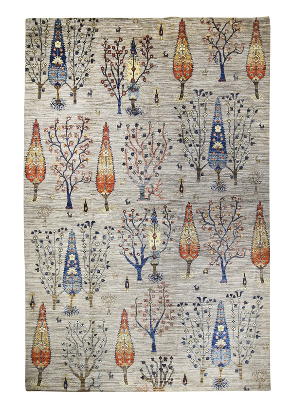 A30926 Oriental Rug Pakistani Handmade Area Transitional Tribal 5'10'' x 8'10'' -6x9- Gray Tree of Life Lori Gabbeh Design