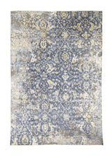 A30972 Oriental Rug Indian Handmade Area Transitional 5'12'' x 8'8'' -6x9- Blue Yellow Gold Erased Floral Abstract Design