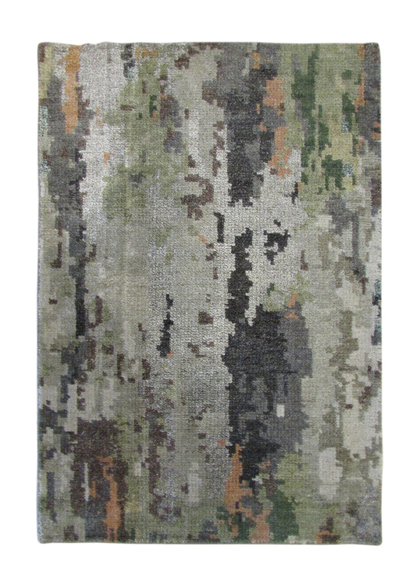 A30981 Oriental Rug Indian Handmade Area Modern 2'0'' x 3'0'' -2x3- Whites Beige Gray Splatter Abstract Design