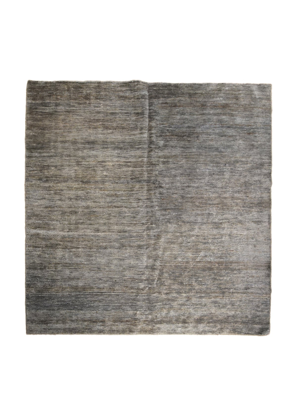 A30997 Oriental Rug Indian Handmade Square Modern Neutral 7'12'' x 8'8'' -8x9- Gray Plain Open Stripes Design