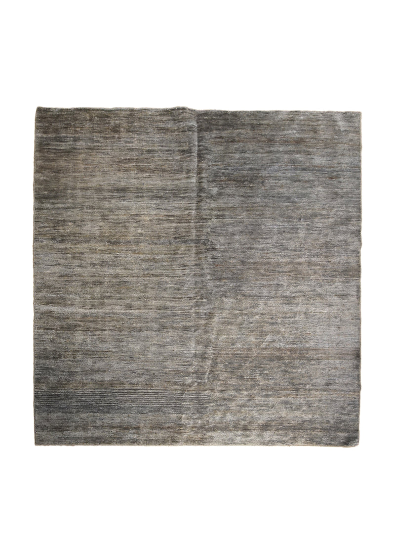 A30997 Oriental Rug Indian Handmade Square Modern Neutral 7'12'' x 8'8'' -8x9- Gray Plain Open Stripes Design