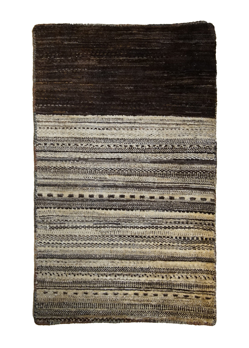 A31003 Oriental Rug Pakistani Handmade Area Transitional Tribal 2'0'' x 3'2'' -2x3- Whites Beige Brown Gabbeh Stripes Grass Design