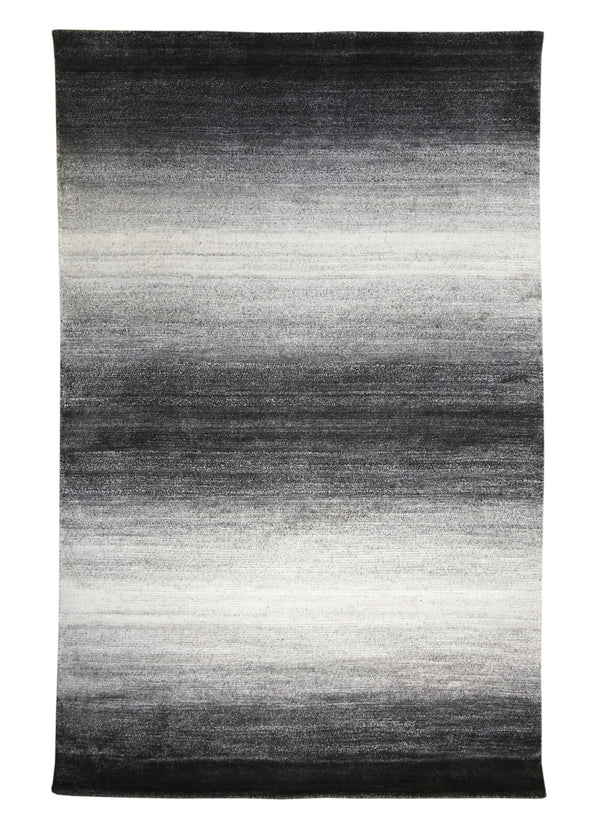 A31007 Oriental Rug Indian Handmade Area Transitional Tribal 3'11'' x 6'2'' -4x6- Black Gray Gabbeh Plain Design