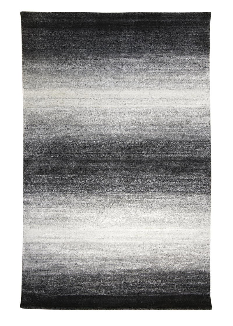 A31007 Oriental Rug Indian Handmade Area Transitional Tribal 3'11'' x 6'2'' -4x6- Black Gray Gabbeh Plain Design