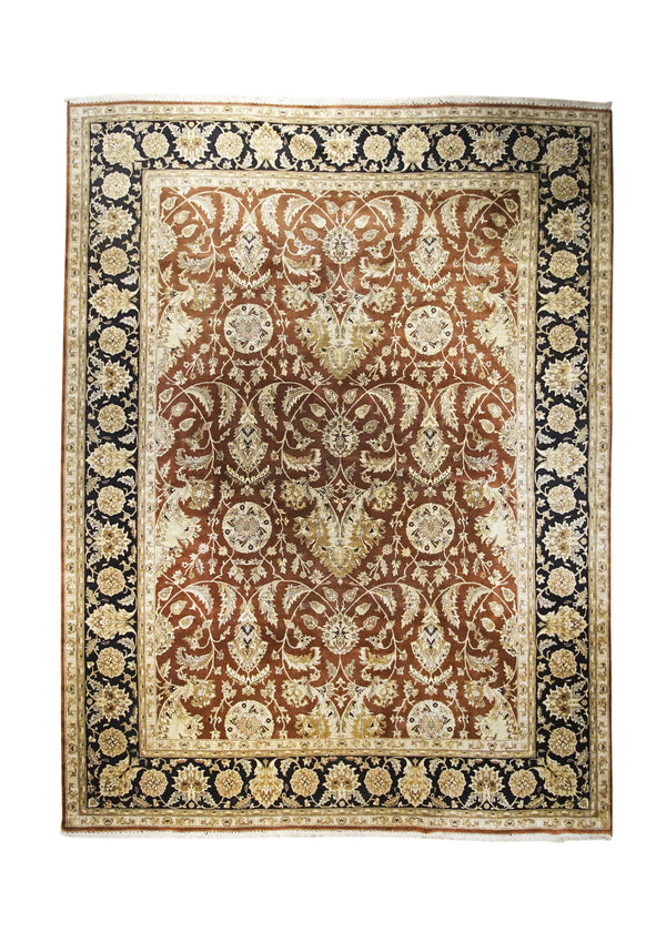 A31015 Oriental Rug Indian Handmade Area Transitional 8'12'' x 12'0'' -9x12- Red Black Tea Washed Floral Design