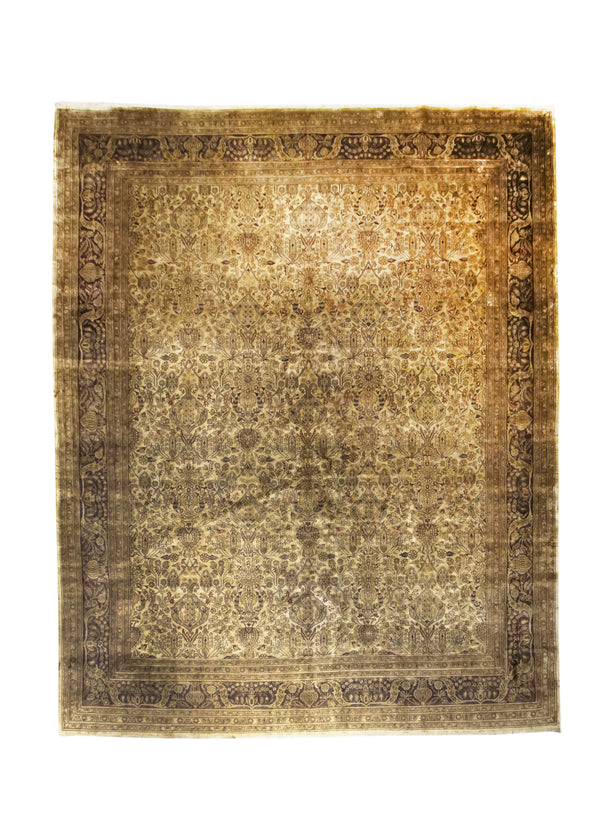 A31016 Oriental Rug Indian Handmade Area Transitional 11'9'' x 15'9'' -12x16- Whites Beige Brown Green Tea Washed Floral Design