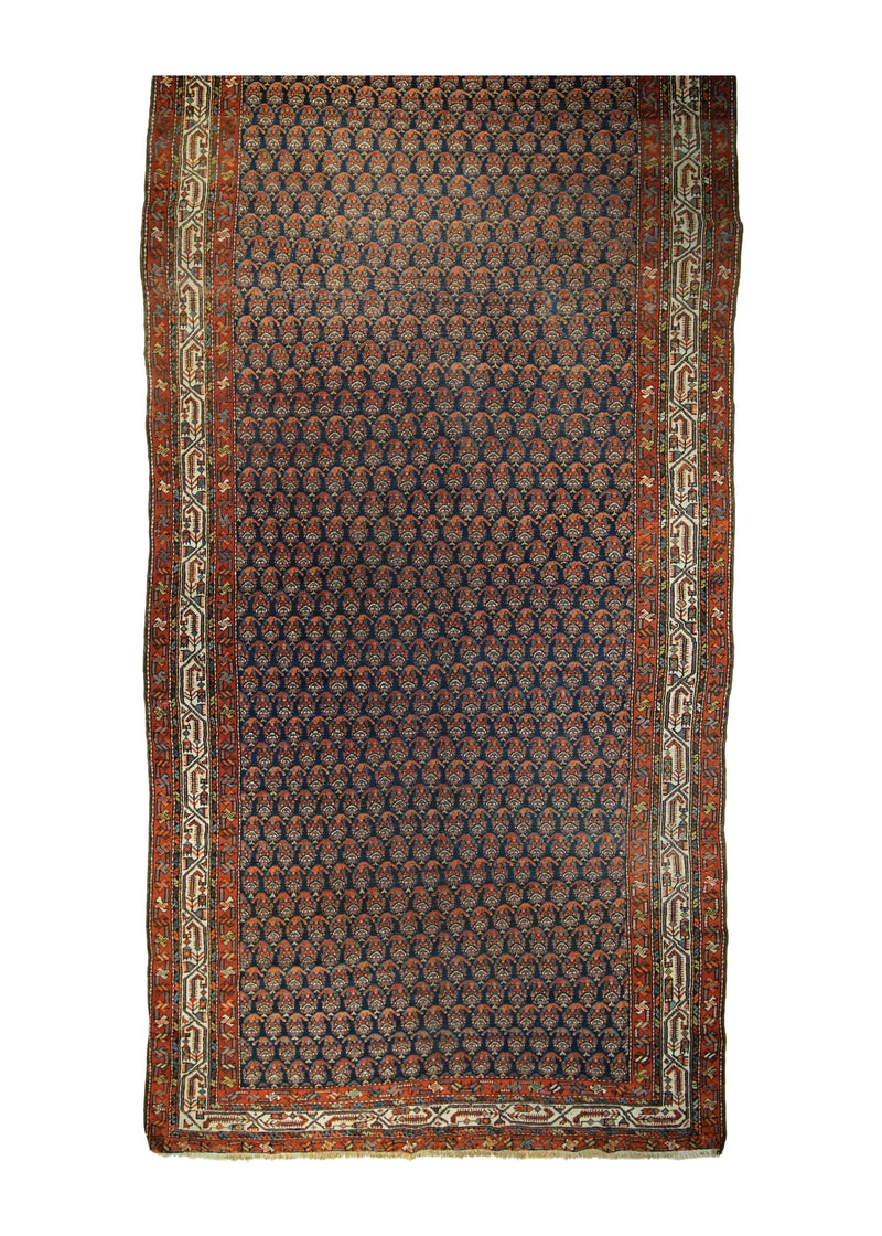 A31019 Persian Rug Malayer Handmade Area Tribal Antique 6'1'' x 12'8'' -6x13- Blue Red Geometric Paisley Boteh Design