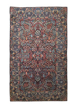 A31021 Persian Rug Kerman Handmade Area Antique Traditional 4'8'' x 7'9'' -5x8- Pink Blue Floral Design