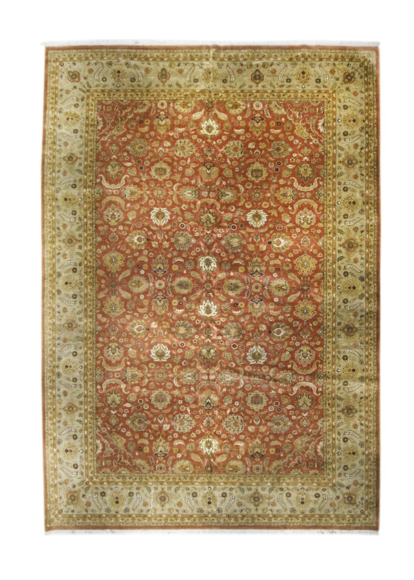 A31031 Oriental Rug Indian Handmade Area Transitional 12'1'' x 17'5'' -12x17- Red Green Tea Washed Floral Design