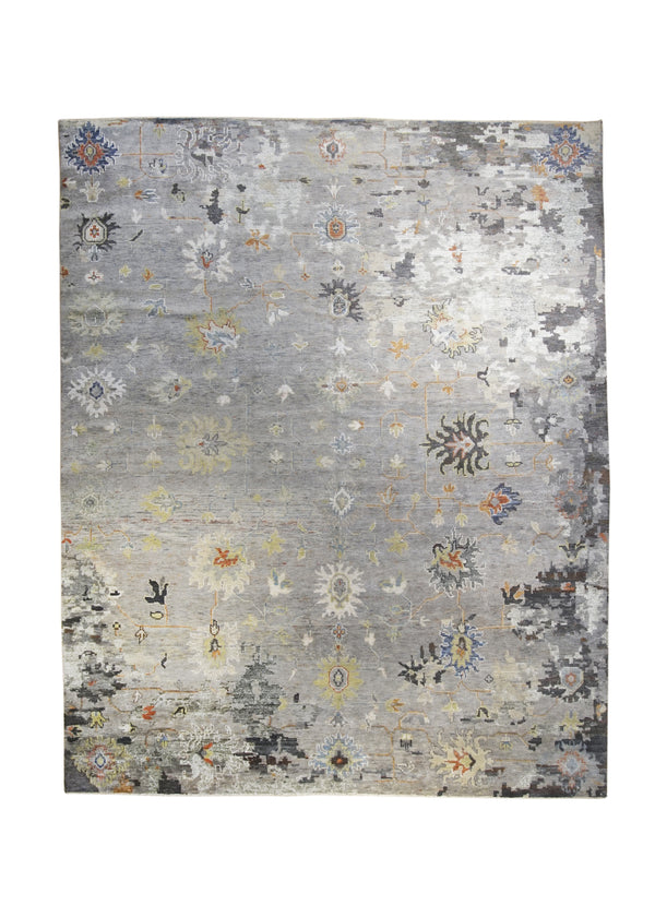 A31036 Oriental Rug Indian Handmade Area Transitional 7'12'' x 9'9'' -8x10- Gray Oushak Design