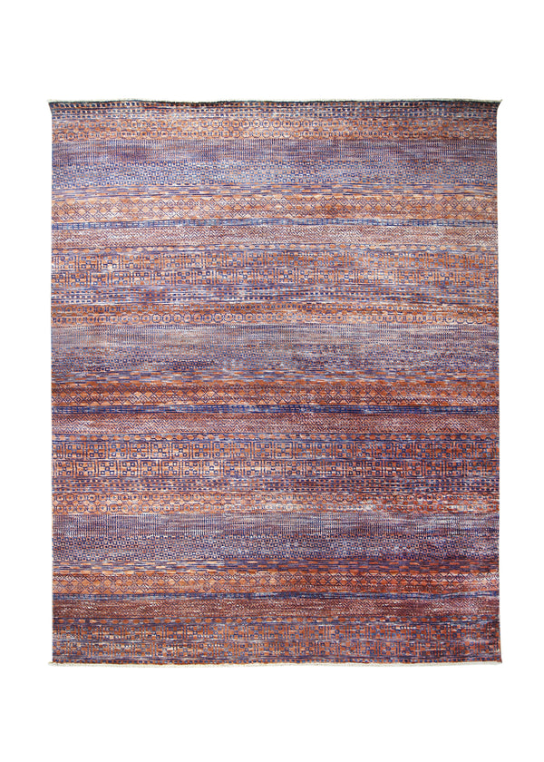 A31057 Oriental Rug Indian Handmade Area Modern 7'12'' x 10'1'' -8x10- Red Blue Grass Geometric Design