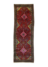 A31074 Persian Rug Hamadan Handmade Runner Tribal 3'3'' x 9'7'' -3x10- Red Geometric Design.jpg
