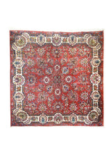 A31076 Persian Rug Ghazvin Handmade Square Traditional 8'10'' x 8'10'' -9x9- Red Floral Design
