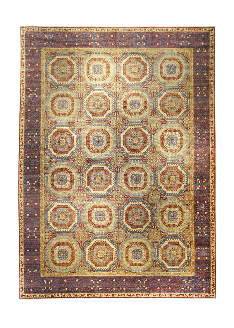 A31077 Oriental Rug Pakistani Handmade Area Transitional Tribal 11'10'' x 16'8'' -12x17- Yellow Gold Blue Red Mamluk Nooristan Design