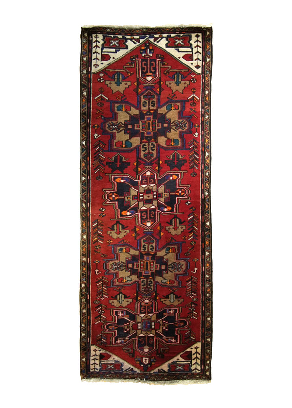 A31081 Persian Rug Azerbaijan Handmade Runner Tribal 3'1'' x 8'6'' -3x9- Red Geometric Design