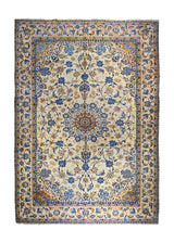 A31085 Persian Rug Moud Handmade Area Traditional 8'9'' x 12'1'' -9x12- Whites Beige Blue Floral Design