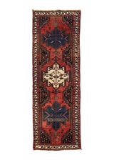 A31086 Persian Rug Hamadan Handmade Runner Tribal 3'4'' x 9'5'' -3x9- Red Geometric Design.jpg