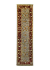 A31095 Oriental Rug Pakistani Handmade Runner Transitional 2'8'' x 9'7'' -3x10- Blue Red Antique Washed Oushak Floral Design.jpg